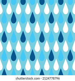 Seamless vector pattern with many bright colored water droplets on the background.