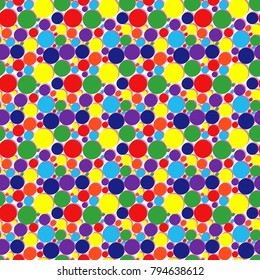 Seamless vector pattern with many colourful circles over white background
