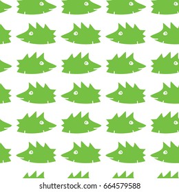A seamless vector pattern with many green hedgehogs placed on white background which could be used as design for wallpaper, wrapping paper, textile, surface textures, 
wall decoration or poster
