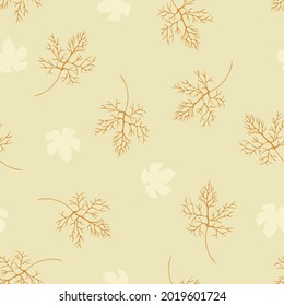 Seamless vector pattern with maple falling leaves on a beige background can be used for bedding, tiles, designer fabrics, decor, packaging, linen, web pages, print, covers and other creative designs