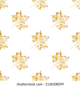 Seamless vector pattern of maple leaves. Autumn colors.