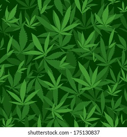 Seamless vector pattern with marijuana leaves