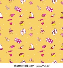 Seamless vector pattern of marine icons