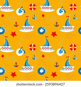 seamless vector pattern for marine themes, seaside vacations, vacations, yachts and leisure
