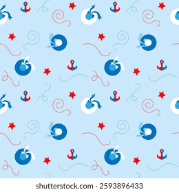 seamless vector pattern for marine themes, seaside vacations, vacations, yachts and leisure