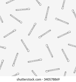 Seamless vector pattern of matches on a light gray background, hand-drawn.