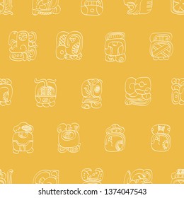 Seamless vector pattern with mayan glyphs
