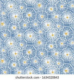 seamless vector pattern with meadow full of decorative dandelion seedheads