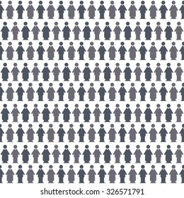 Seamless vector pattern with men and women symbol on white background. Pattern with black and white people symbol. Flat design for postcards, wallpaper, papers, textiles, tissue 1.2