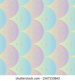A seamless vector pattern with mermaid tail scales in pastel gradients. Magical surface print design. Great or cards, wrapping paper, packaging, backgrounds and fabrics.