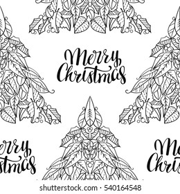 Seamless vector pattern Merry Christmas Lettering.
Autumnal texture for printing, decor, design, packing.