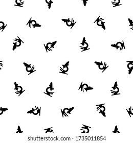 Seamless vector pattern of Microscope. Black on white background