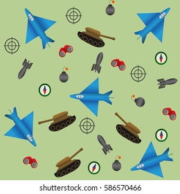 Seamless vector pattern of military icons