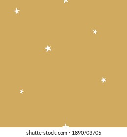 Seamless vector pattern with milk stars on the mustard background. Creative hand drawn textures. Vector illustration.
