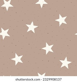 Seamless vector pattern with milk stars on the beige background. Creative hand drawn textures. Vector illustration.