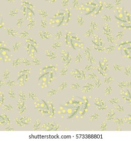 Seamless vector pattern with mimosa flower. Spring flowers seamless pattern.