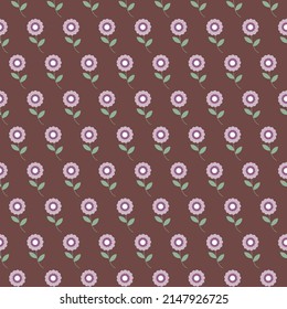 Seamless vector pattern with minimalistic floral pattern in Ditsy style. Stylish template for trendy prints. Botanical background for fabric, clothing, wallpaper, wrapping paper, stationery.