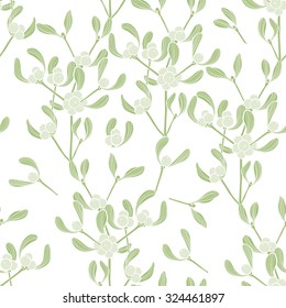 Seamless vector pattern with mistletoe.