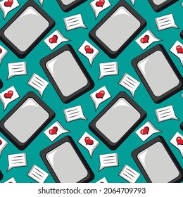 Seamless vector pattern with mobile phone and message