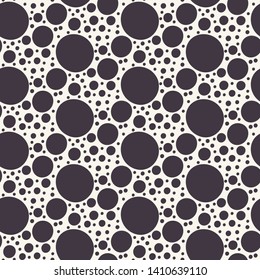 Seamless vector pattern. Modern geometric hand drawn bubble circles. Repeating abstract spotty background. Organic polka dot textured shape. Minimalist surface design textile, all over print wallpaper
