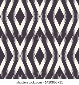 Seamless vector pattern. Modern geometric hand drawn woven diamond. Repeating abstract gradient chevron background. Ornamental monochrome geo. Trendy surface design textile. All over print wallpaper