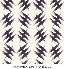 Seamless vector pattern. Modern geometric hand drawn criss cross shape. Repeating abstract line background. Ornamental monochrome geo. Trendy surface design textile. All over print mark wallpaper