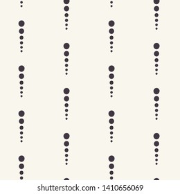 Seamless vector pattern. Modern string of beads. Hand drawn dotted droplet. Repeating pearl circle background. Abstract ornamental graphic. Elegant surface design textile, all over print, wallpaper