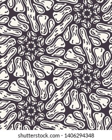 Seamless vector pattern. Modern stylish geometric hand drawn shapes. Repeating abstract tiled background. Organic stylized lines floral. Trendy surface design textiles, all over print, retro wallpaper