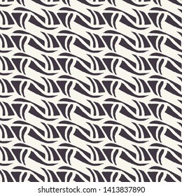 Seamless vector pattern. Modern stylish geometric hand drawn wavy lines. Repeating art stripes background. Abstract ornamental art deco style. Trendy surface design textiles, all over print, wallpaper