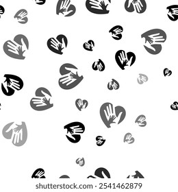 Seamless vector pattern with mom with baby symbols, creating a creative monochrome background with rotated elements. Vector illustration on white background