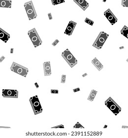 Seamless vector pattern with money bundle symbols, creating a creative monochrome background with rotated elements. Vector illustration on white background
