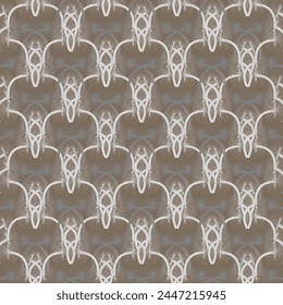 Seamless vector pattern with monochromatic spiky predatory flowers on stems in Art Deco style. Suitable for interior, wallpaper, fabrics, clothing, stationery.