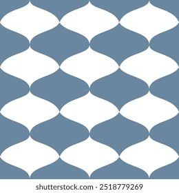 Seamless vector pattern, monochrome geometric Ogee checkers