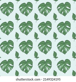 seamless vector pattern with monstera leaves