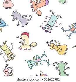 seamless vector pattern with monsters