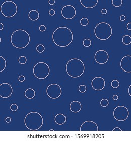 A seamless vector pattern with moon craters surface in navy blue. Cosmic surface print design.