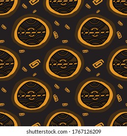 Seamless vector pattern of motif tribal style art on tribal tone background