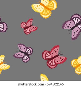 Seamless vector pattern with multicolor butterflies