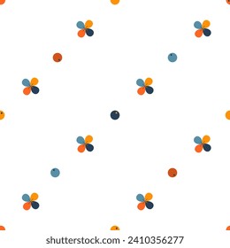Seamless vector pattern, multicolored dots and clover
