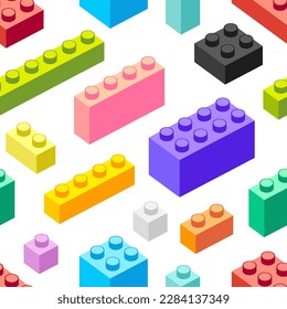 Seamless vector pattern of multicolored toy constructor blocks