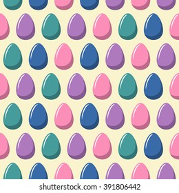 Seamless vector pattern with multicoloured eggs. Easter background.