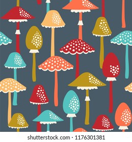 Seamless vector pattern with mushrooms.