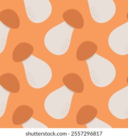 Seamless vector pattern with mushrooms. mushroom seamless pattern flat design vector illustration. Cute illustration for fabric, textile, cloth, wear, wallpaper