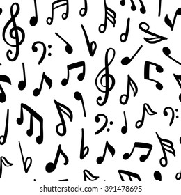 Seamless vector pattern with music notes.