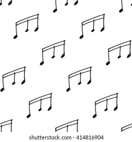 Seamless vector pattern with music notes, black and white.