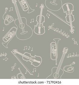 Seamless vector pattern with musical instruments