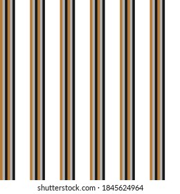 Seamless vector pattern of narrow stripes of gold, silver and black color on a white background. Made in a minimalistic style of hand drawing. Used as a print for fabric, wrapping paper, wallpaper