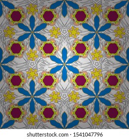 Seamless vector pattern with natural floral design in ditsy style. Perfect design in blue, white and beige colors for wrapping paper, repeating elements, vintage design, notebook cover.