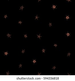 Seamless vector pattern with natural floral design on a black backdrop. Perfect design in orange colors for wrapping paper, repeating elements, vintage design, notebook cover.