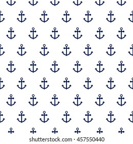 Seamless vector pattern with nautical anchors. Sea theme simple blue anchor repeat background for textile print.